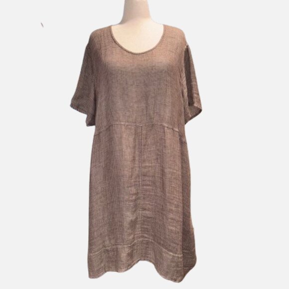 FLAX 2G Lagenlook Linen Dress Oversized Tunic Neutral Textured (Size 22 - 24) - Picture 1 of 10